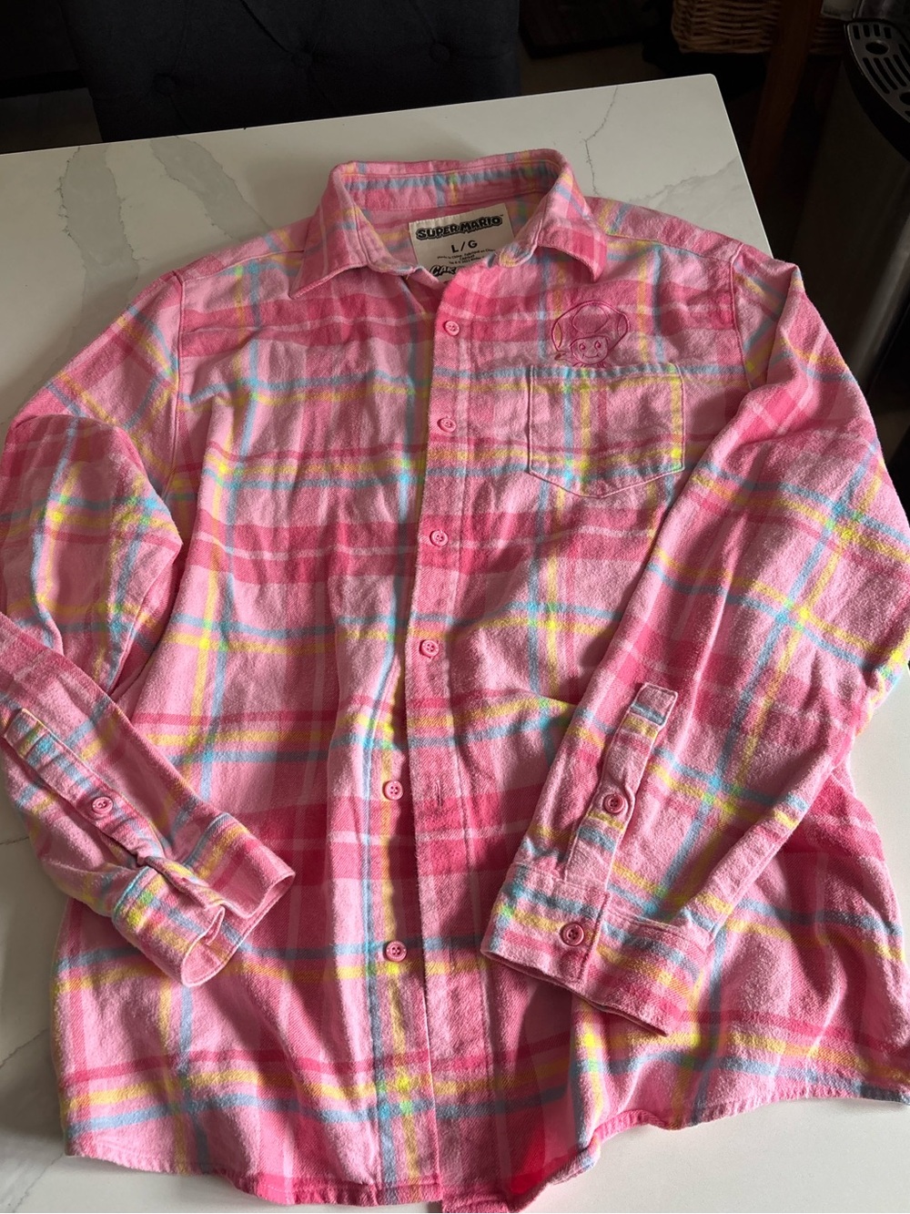 Cakeworthy Princess Peach Plaid Flannel Shirt